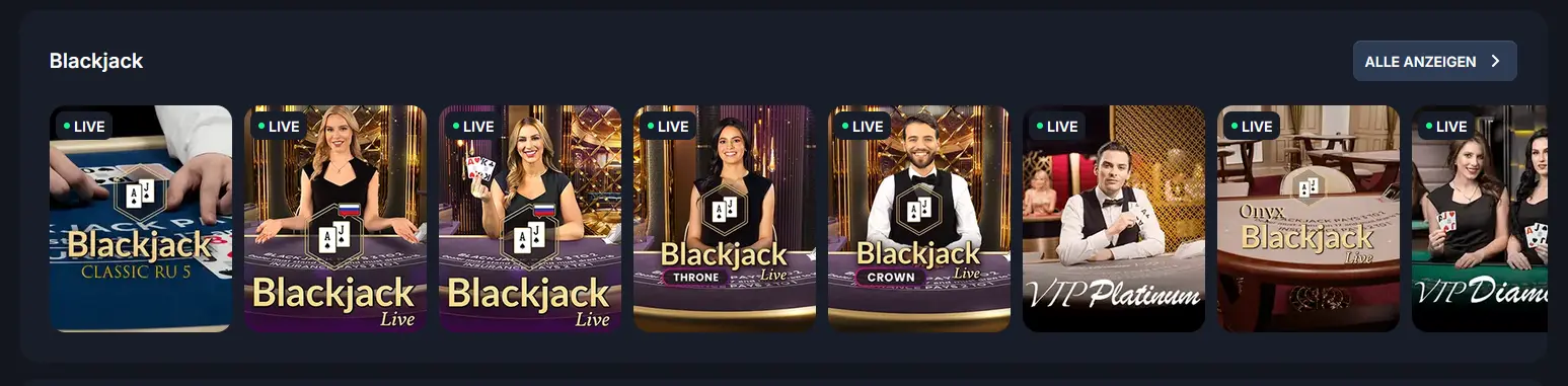 Beef Casino Live-Blackjack-Tisch im VIP Diamond Format