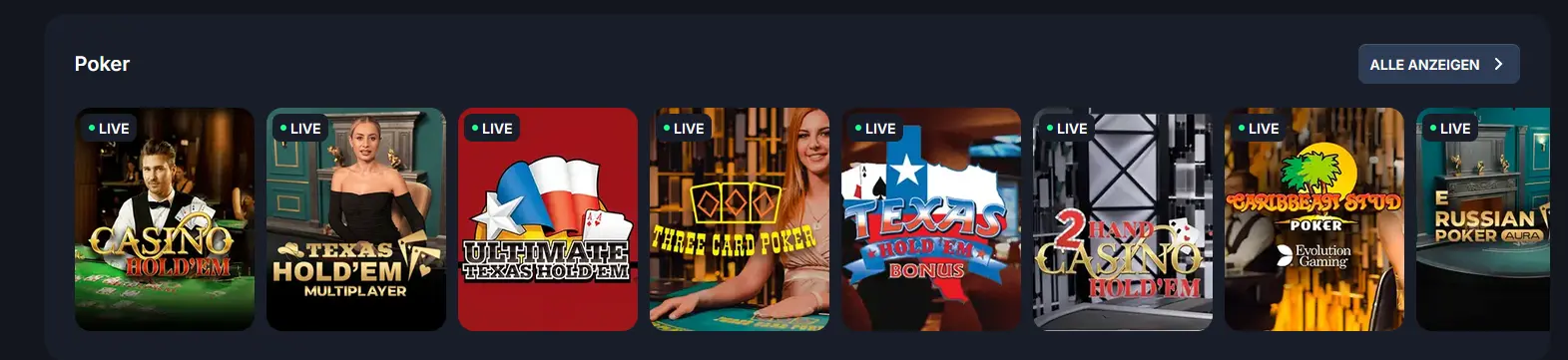 Beef Casino Live-Poker-Tisch mit Casino Hold'em